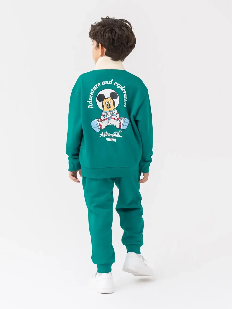 Bộ Đồ Thu Đông Kid Cổ 5 Phân In Mickey Sau Lưng - Xanh lục - 2