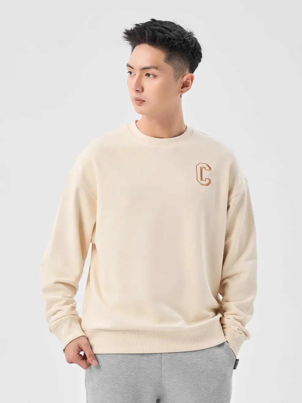 Áo Yoguu Dài Tay Thêu Ngực Chữ C - Be - 1