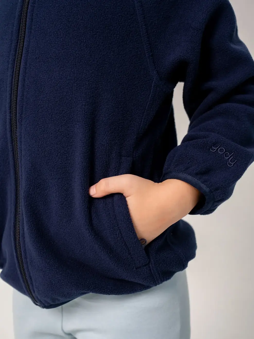 Áo Khoác Trẻ Em Nỉ Cào Lông Tai Thỏ - Navy - 2