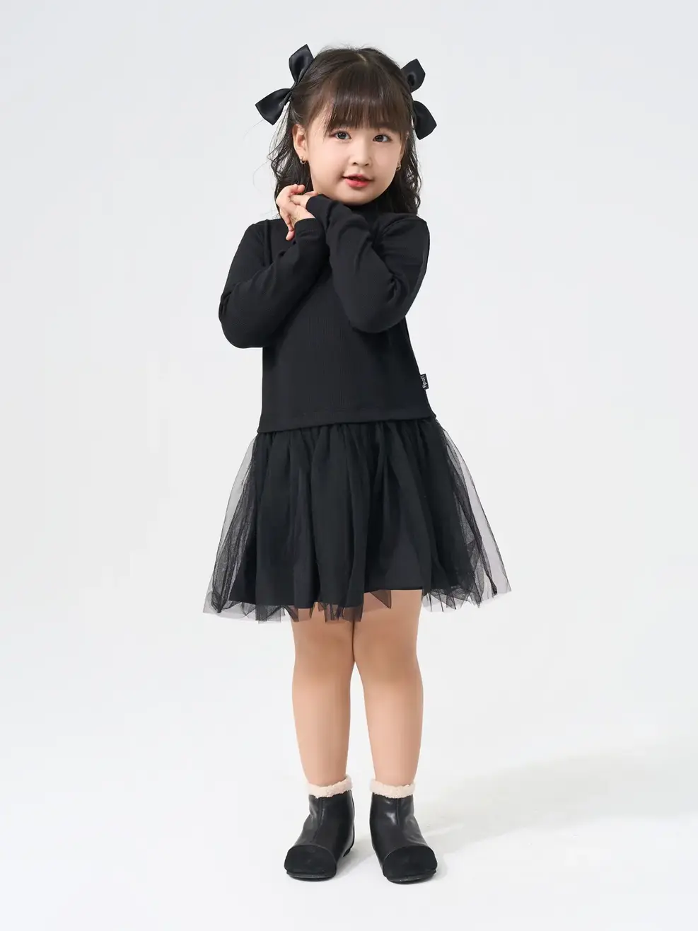 Váy Đông Trẻ Em Chân Lưới - Đen - 2-3