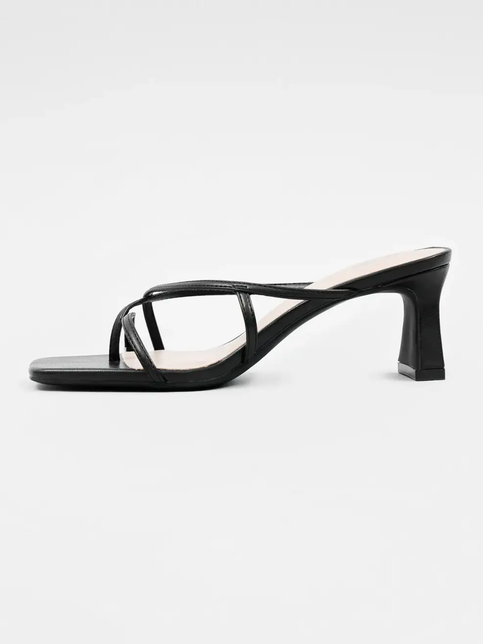 Giày Nữ Dây Chéo Mũi Vuông - Đen - 35