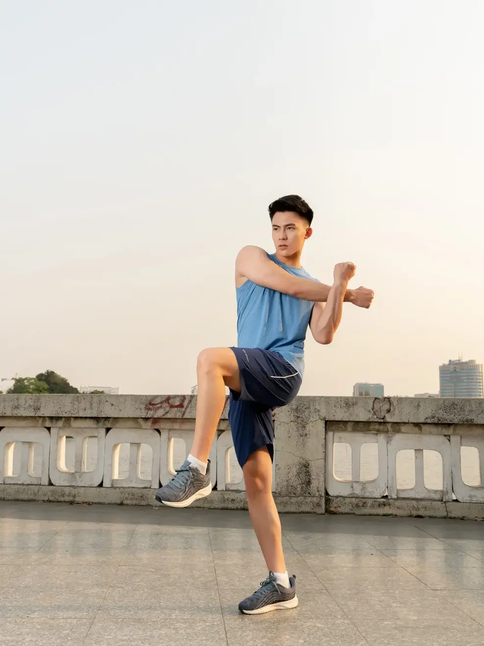 Quần short nam thể thao lé sườn - Xanh đậm - 33