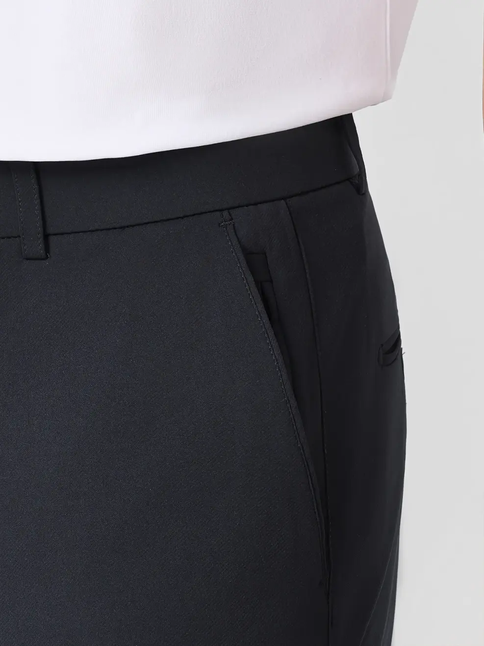 Quần Âu Nam Khóa Sườn Cạp Chun Keo - ĐEN 002 - 29