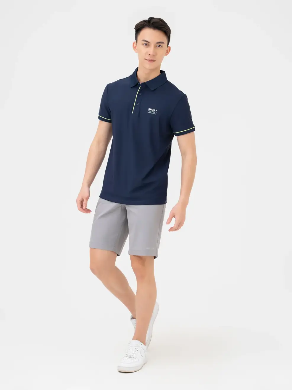 Polo Thể Thao Nam Airycool In Ngực Phối Màu - Navy - M