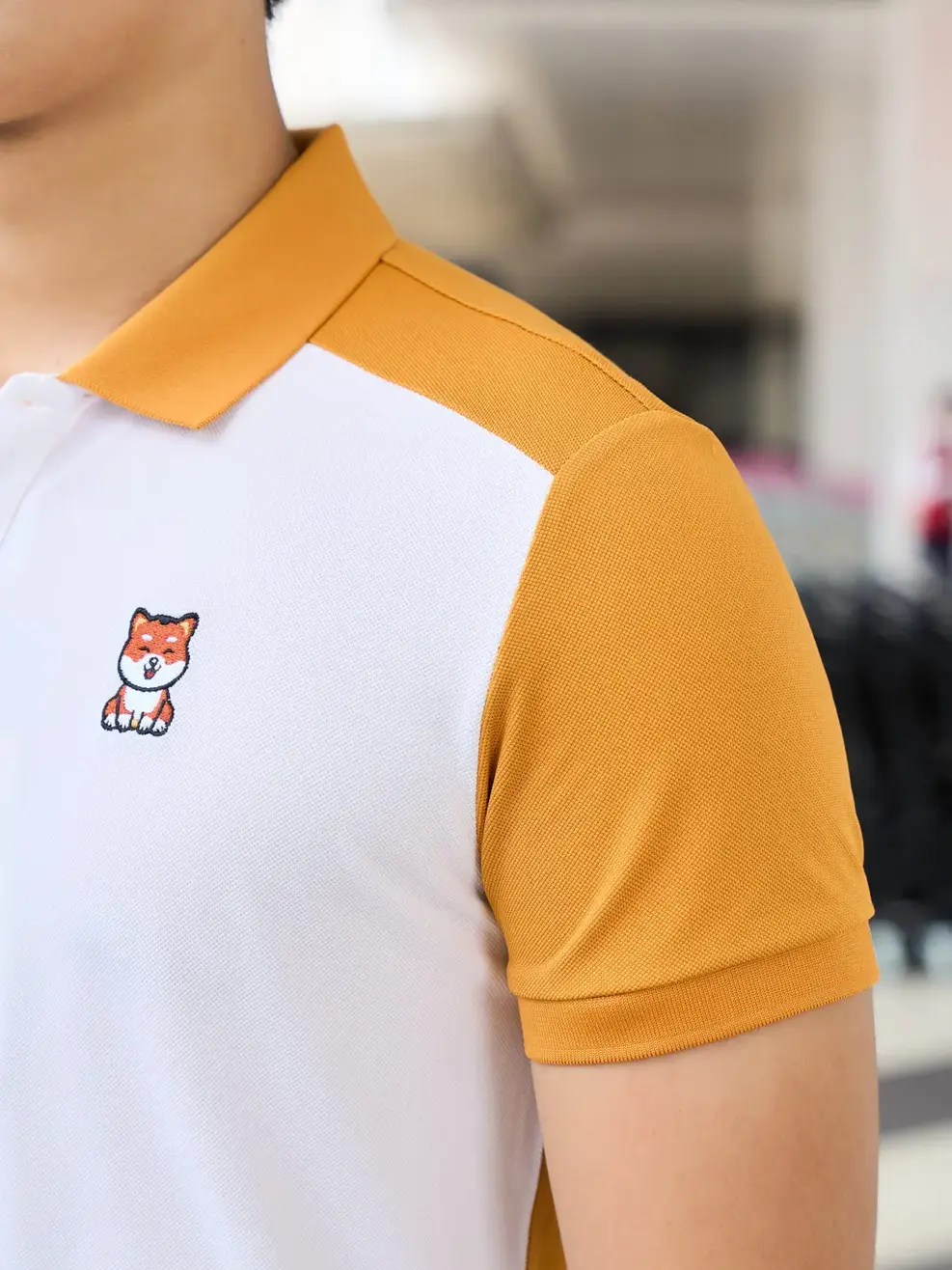 Áo Polo Nam Cafe thêu chó - Vàng - 3XL