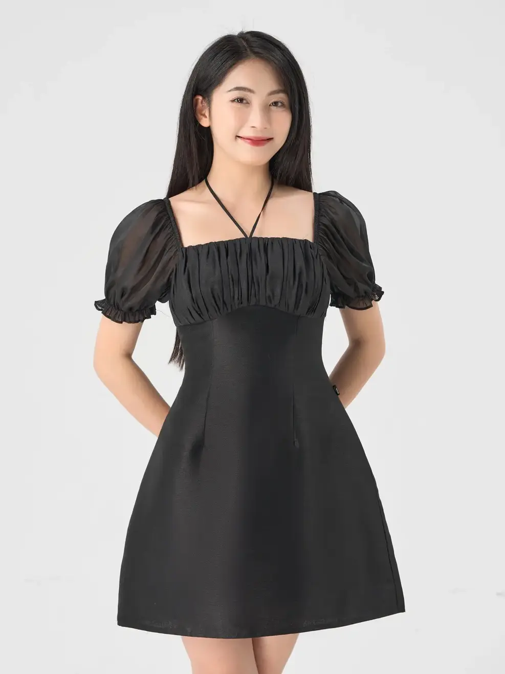 Đầm Tiệc Nữ Nhún Ngực - Đen - S