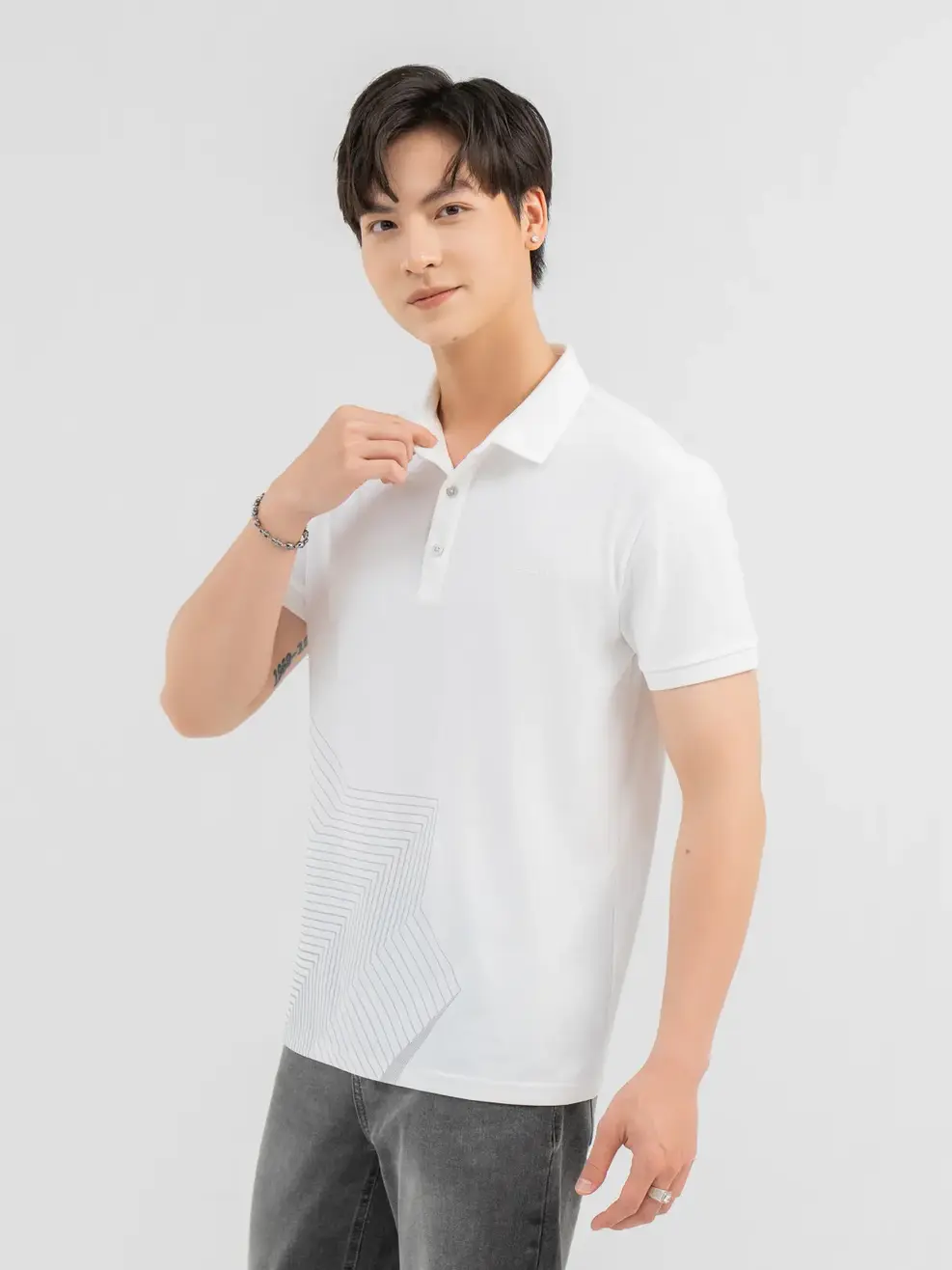 Polo Thể Thao Nam Airycool In Họa Tiết Thân Trước - Trắng - 2XL