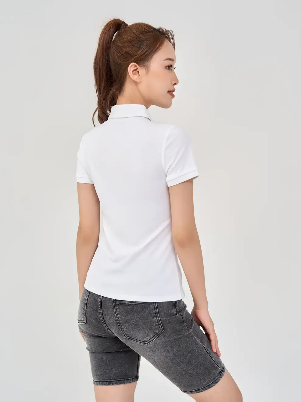 Polo Thể Thao Nữ In Vai Phản Quang - Trắng - S