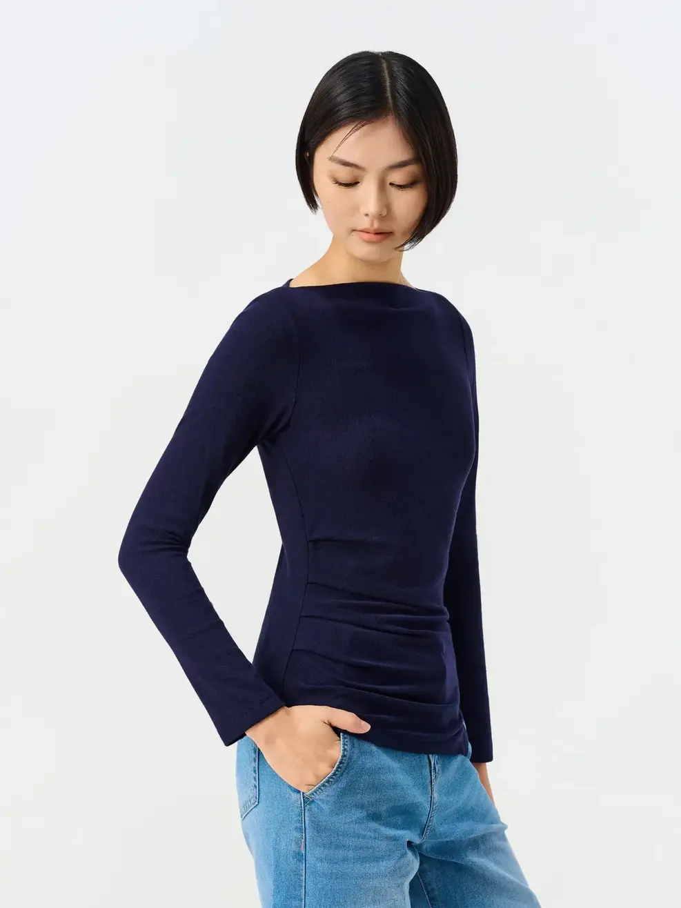 Áo Phông Giữ Nhiệt Vạt Chéo - Navy 001 - S