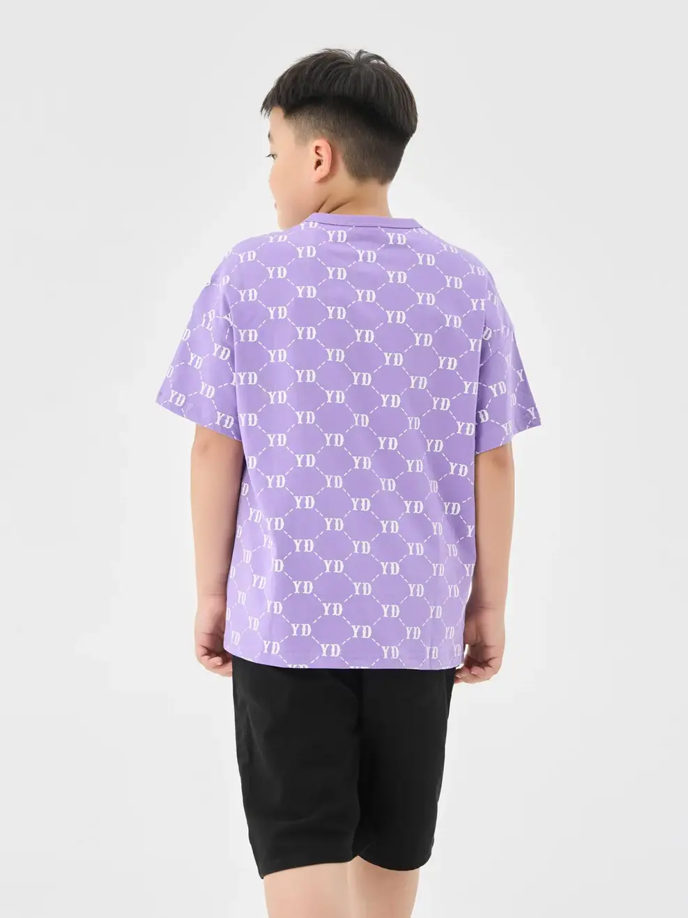 T-shirt Kid In Tràn Monogram Bột Ngô - Tím - 10
