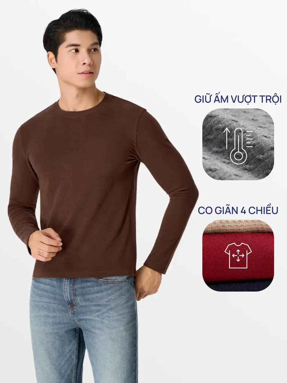 Áo Body Giữ Nhiệt Nam Cổ Tròn - Nâu 121 - L