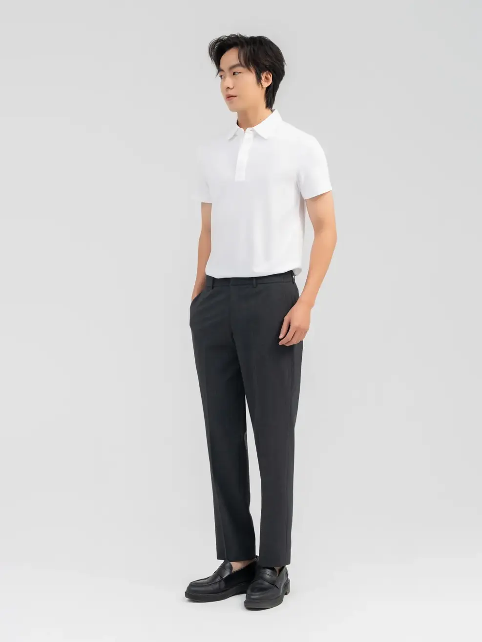 Polo Nam Cafe Nẹp Giấu Cúc - Trắng - 3XL