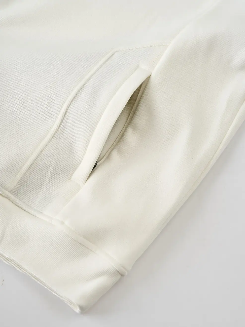 Áo Nỉ Nam Tay Raglan Bo Gấu Túi Khoá - Trắng 001 - M