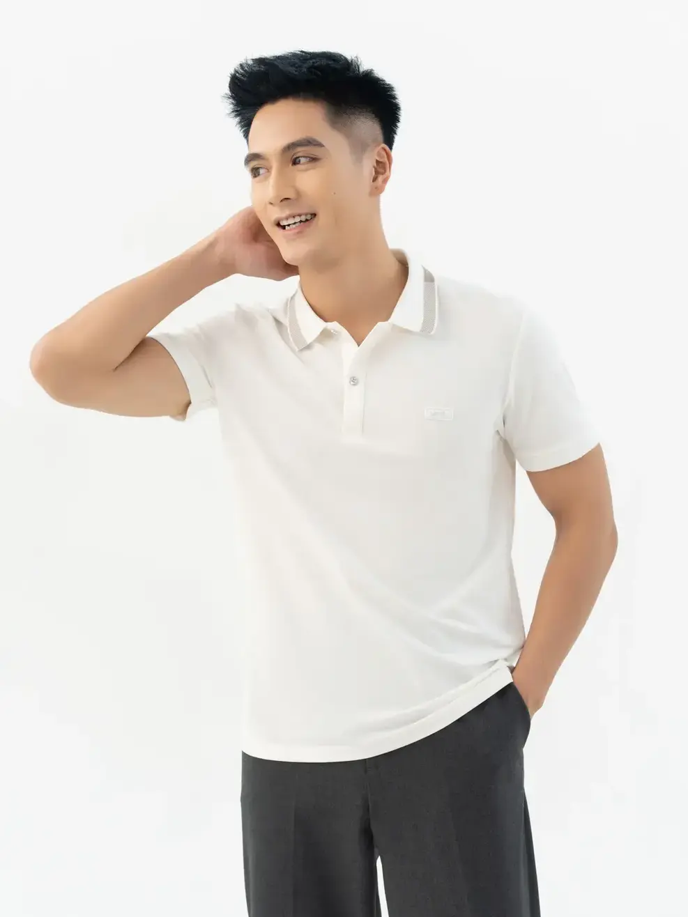 Áo Polo Polo Mắt Chim Phối Bo-APM3299 - Trắng 001 - M