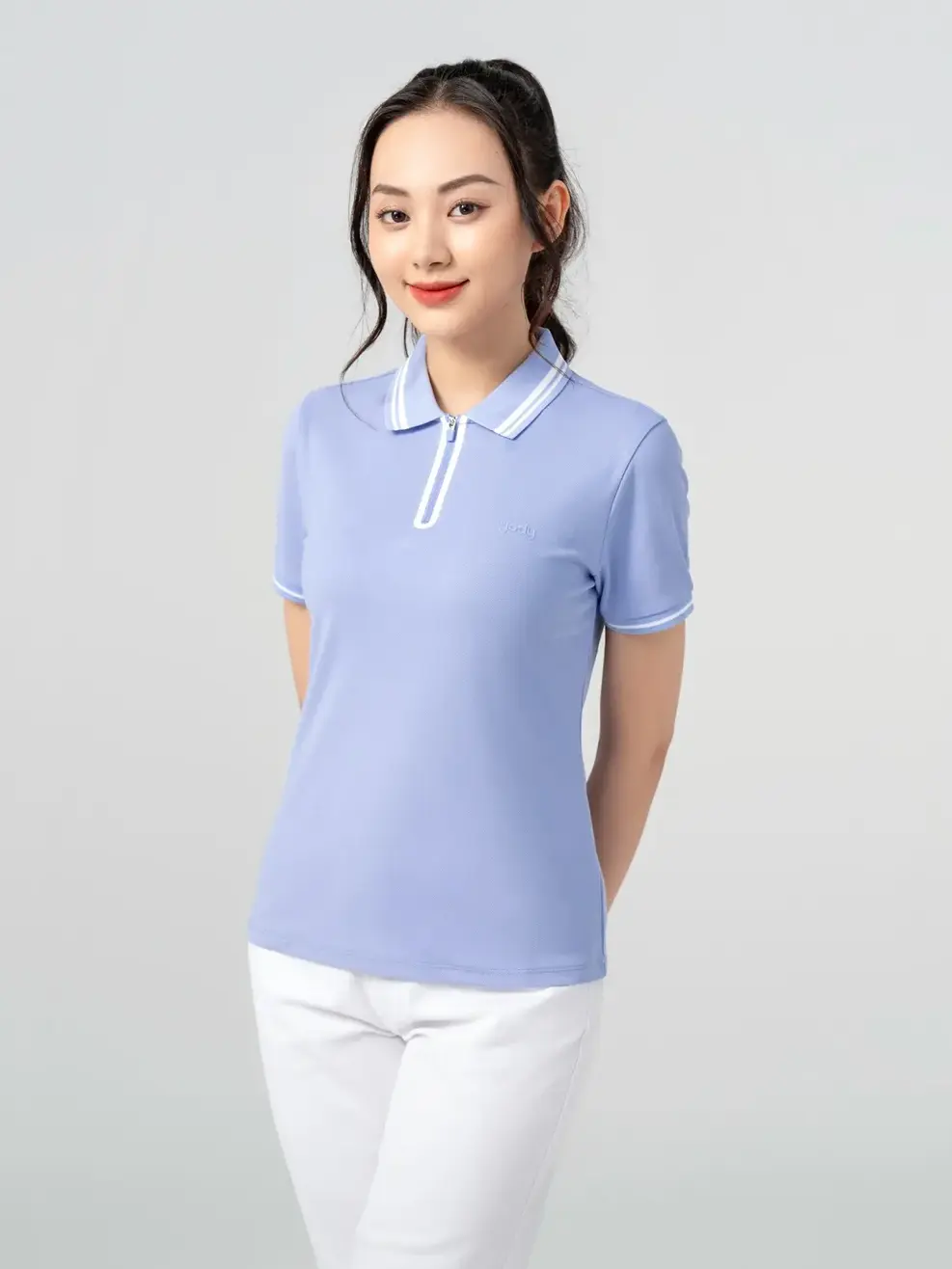 Polo Nữ Cafe Dệt Tổ Ong Nẹp Khoá - Tím nhạt - S