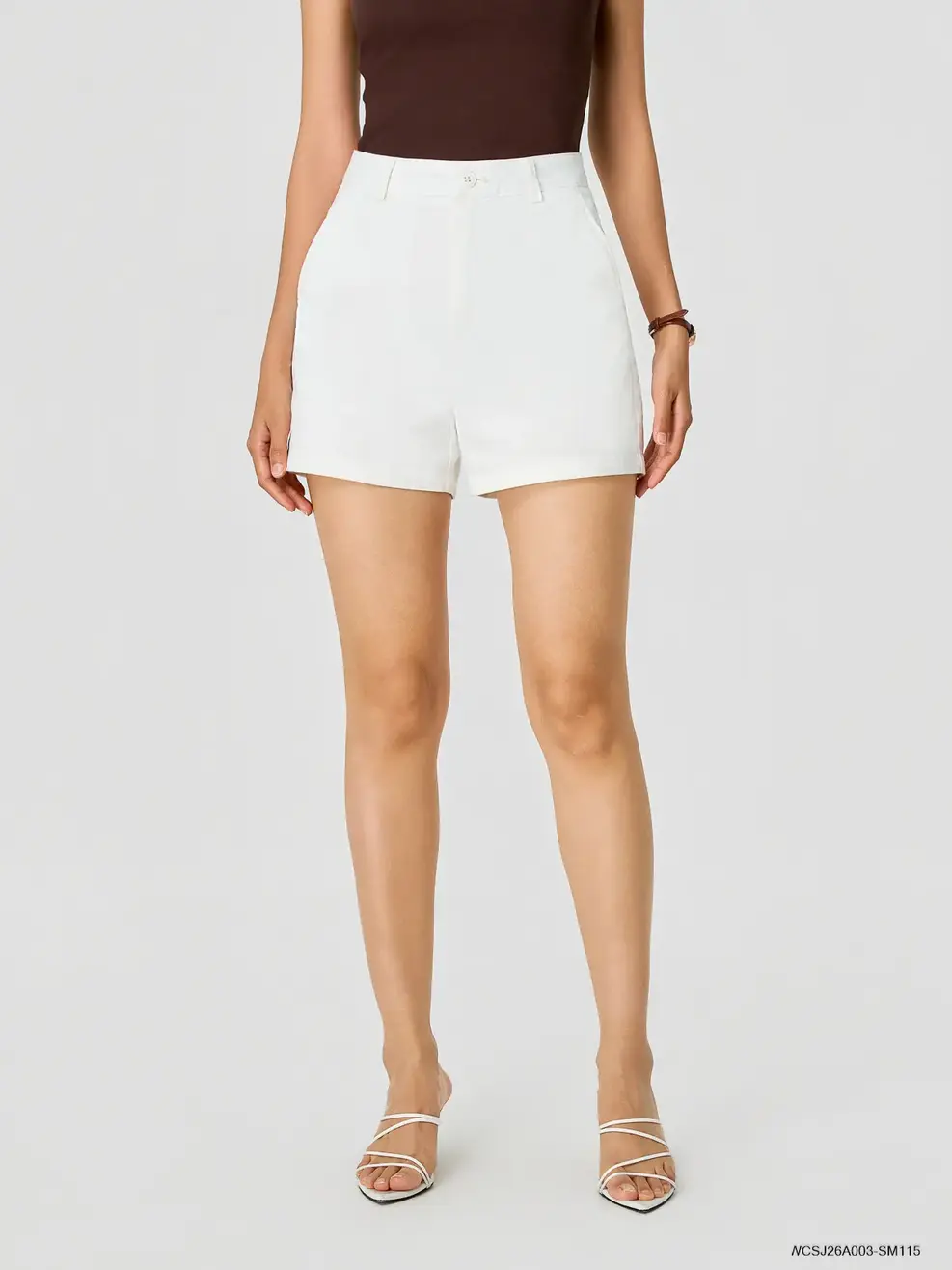 Quần Shorts Nữ Khaki Regular Stretch - Trắng 071