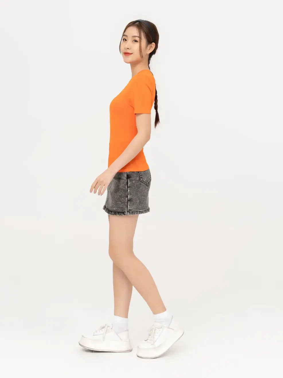 Áo Thun Nữ Dệt Thoáng Khí - Cam - S