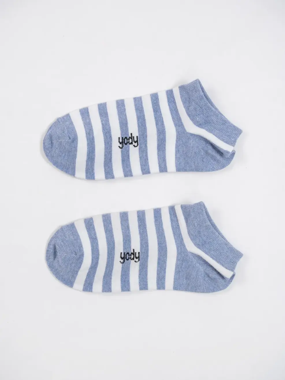 Tất nữ cotton cổ ngắn dệt kẻ - Xanh dương