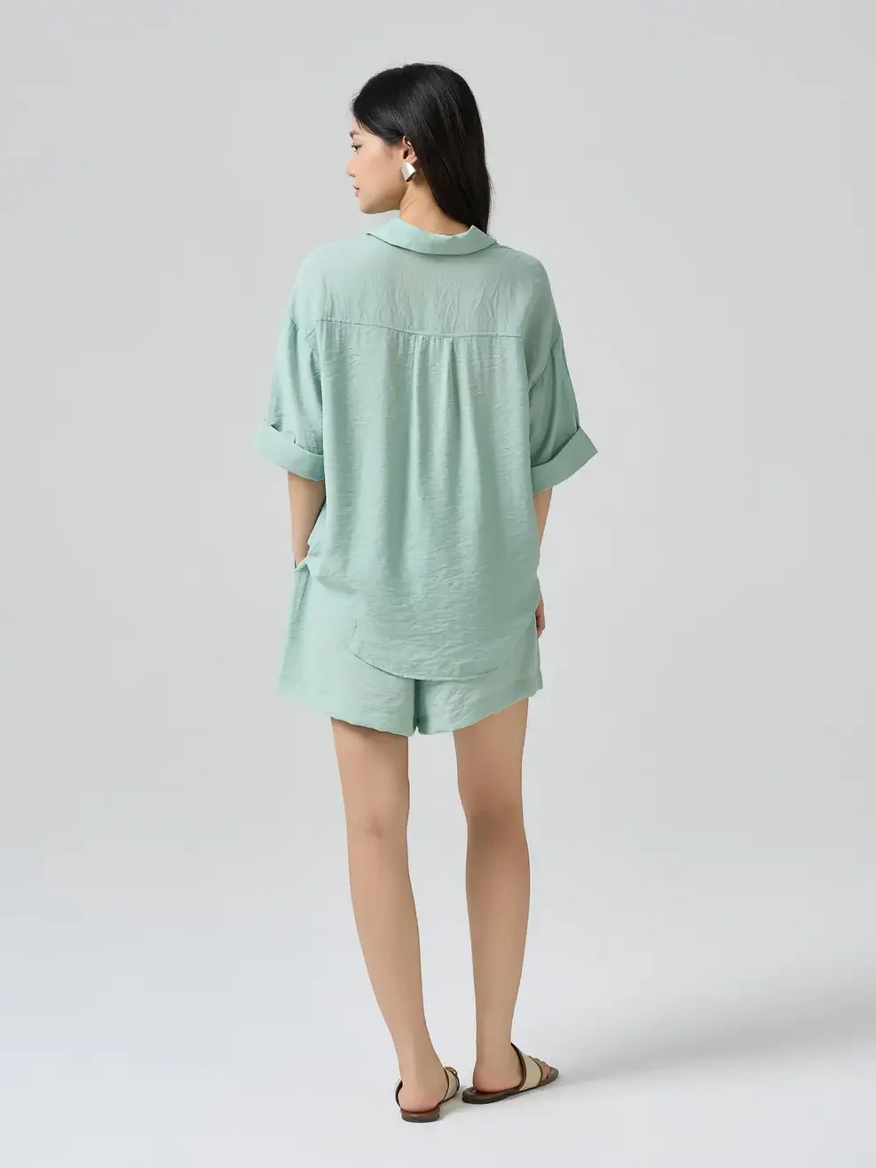 Bộ Đồ Áo Sơ Mi Dáng Rộng Vừa Vặn - Green 103 - M