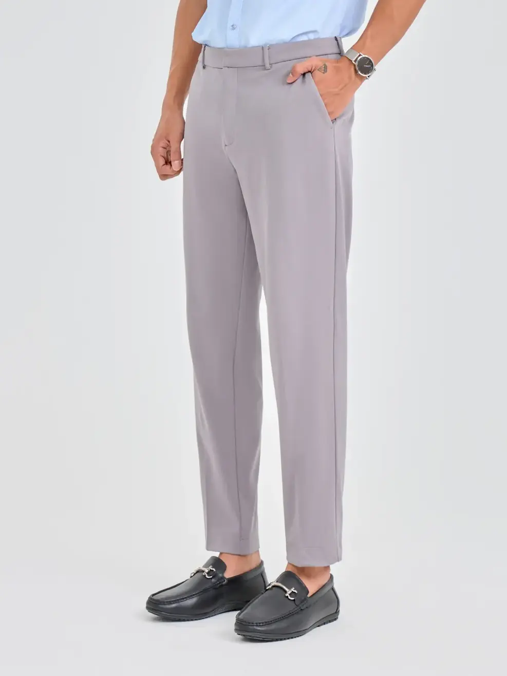 Quần Âu Nam Ngang Mắt Cá Chân - Ghi Đậm - 29