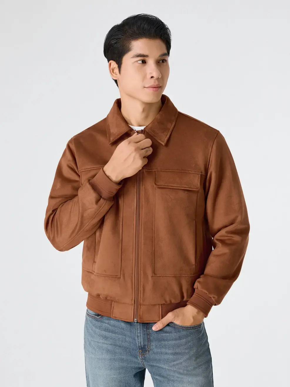 Áo Khoác Nam Da Lộn - Nâu 169 - M