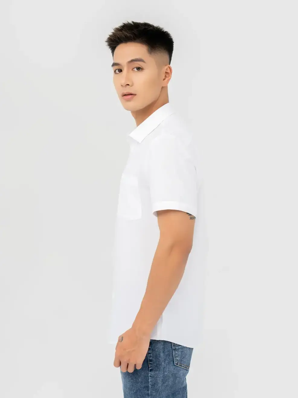 Áo Sơ Mi Cộc Tay Cafe (SCM6035) - White 004 - L