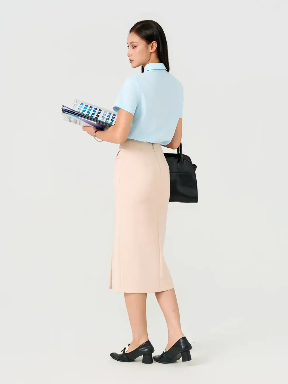 Áo Sơ-mi Ngắn Tay regular essential -  Xanh Da Trời 227 - S