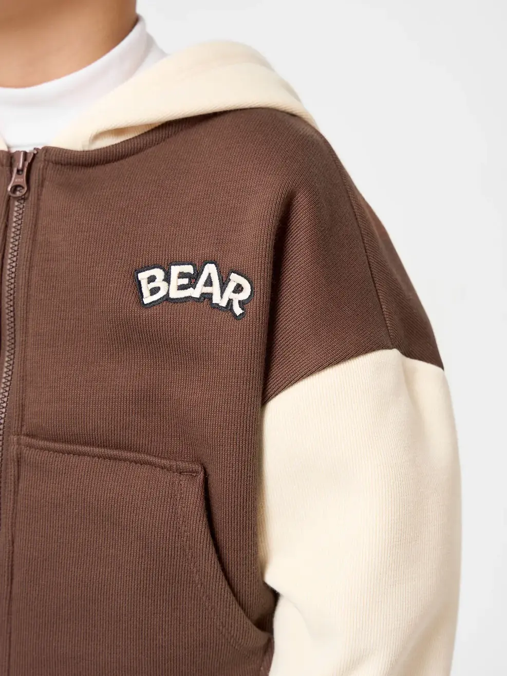 Áo Nỉ Mũ Kéo Khoá Bear - NÂU 093 - 104