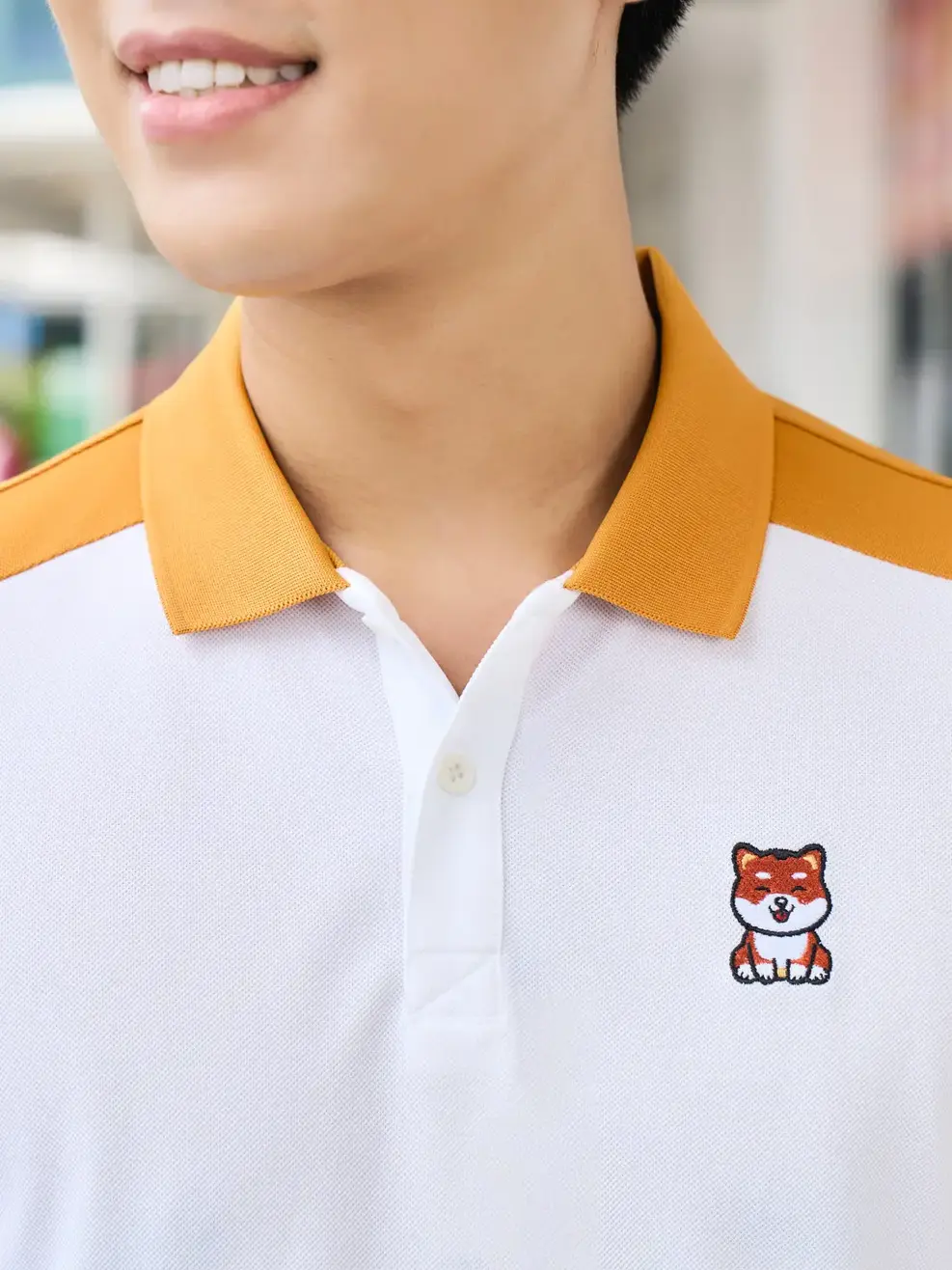 Áo Polo Nam Cafe thêu chó - Vàng - 3XL