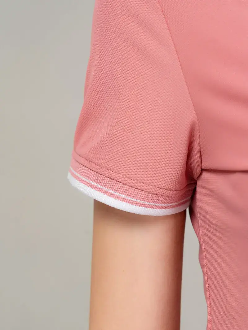Áo polo nữ airy cool bo kẻ - Hồng - S
