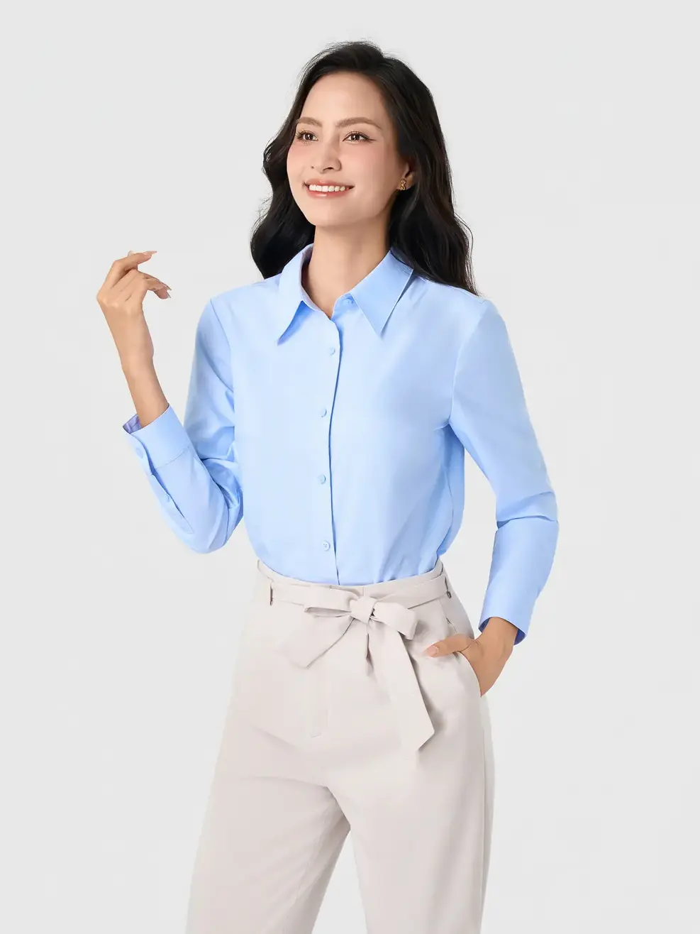 Áo Sơ-mi regular classic good essential - XANH DA TRỜI 103 - S