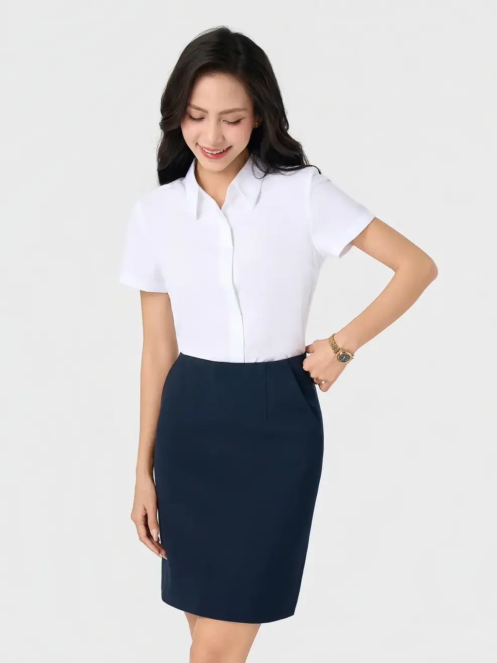 Áo Sơ-mi Ngắn Tay Nano Slim Fit Essential - Trắng 001 - S