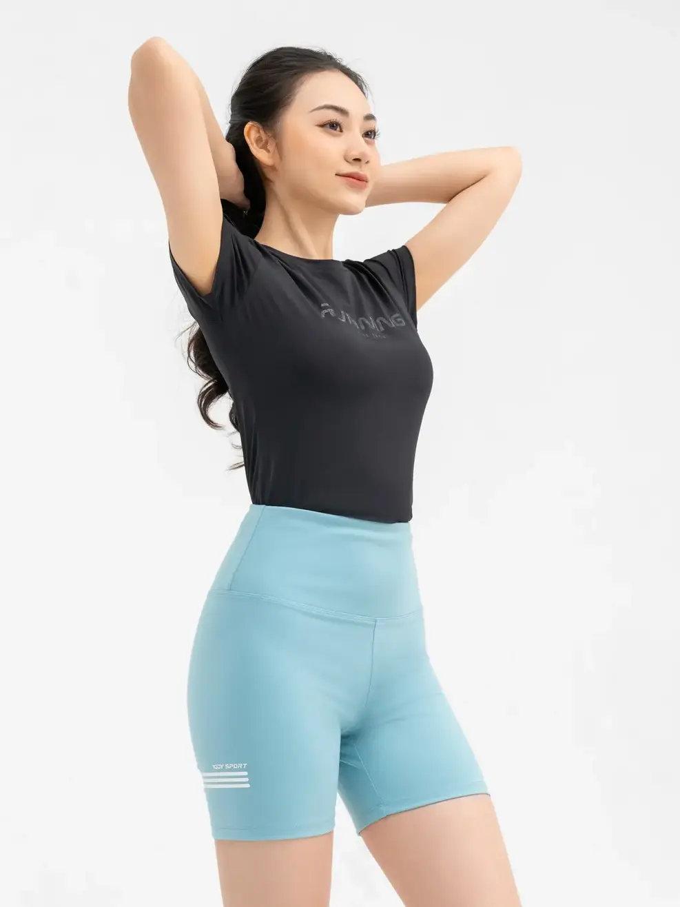 Quần Thể Thao Nữ In Kẻ Ngang - Xanh ngọc - S