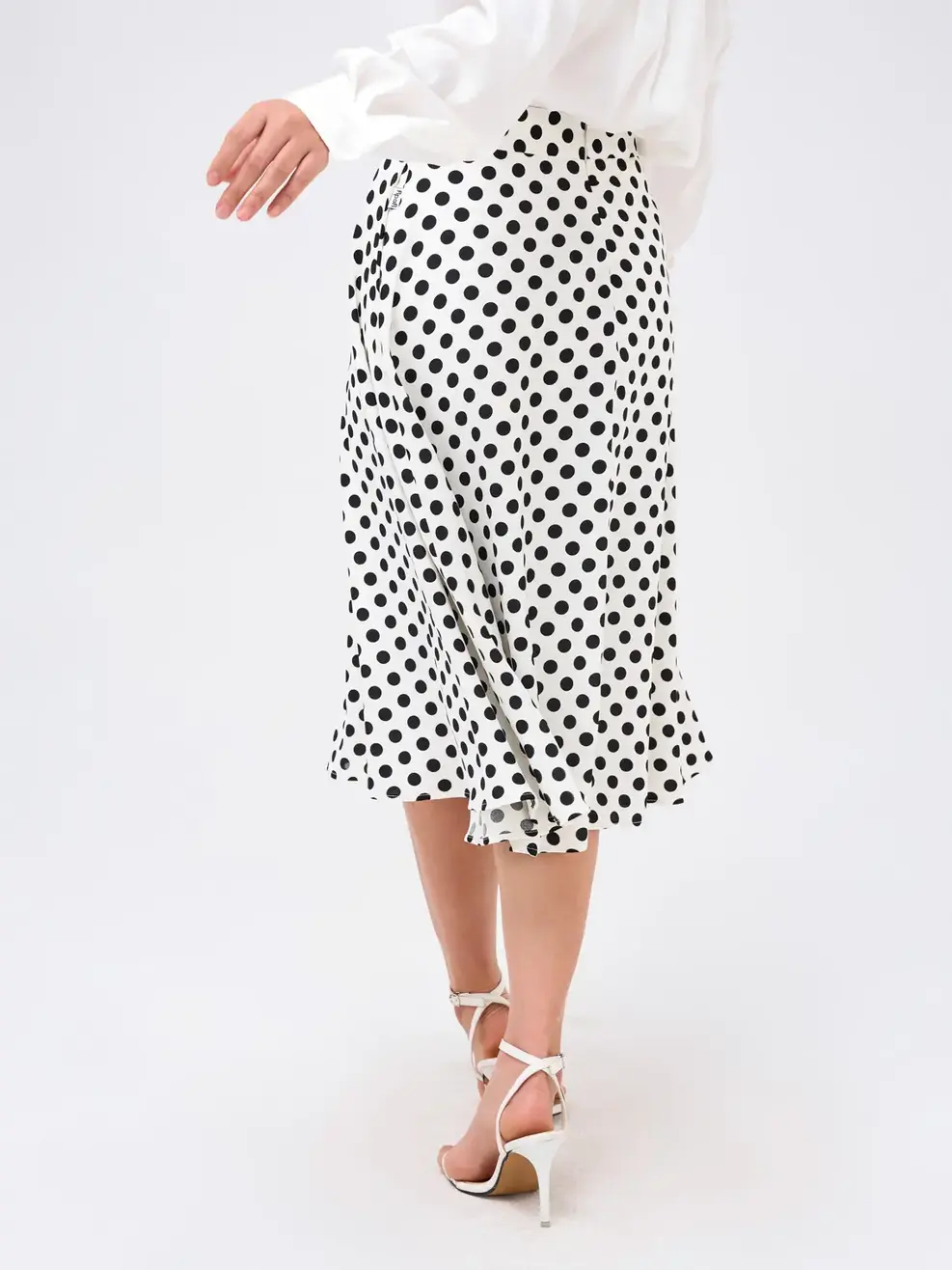 Chân váy nữ xòe chấm bi - Trắng - M