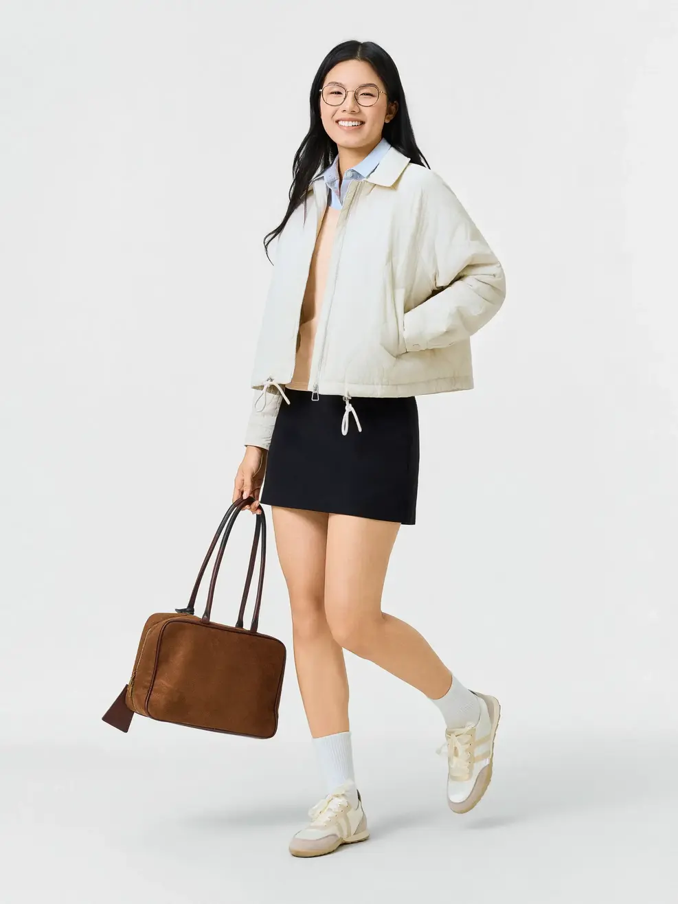 Áo Phao Nữ Bomber Cổ Bẻ - Xám 218 - S