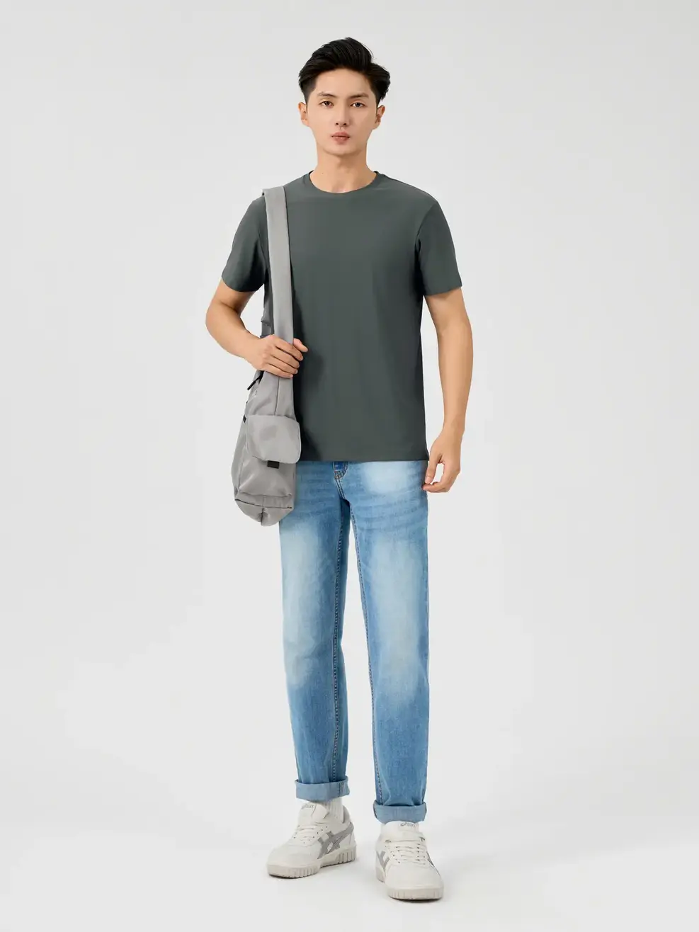 T-shirt Nam Thể Thao Quốc Dân Thoáng Khí - Ghi Đậm - M