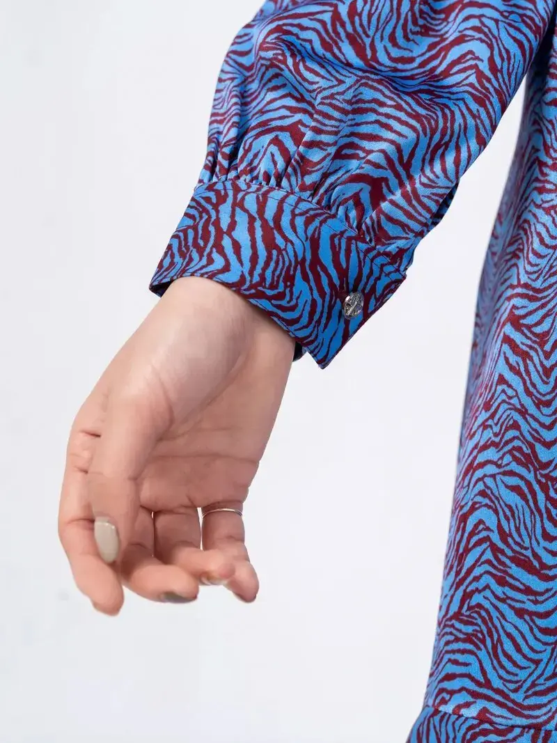 Đầm xòe đai thắt eo - Xanh - M