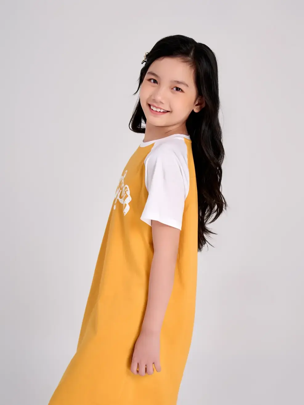 Váy trẻ em phối tay Raglan - Vàng - 14