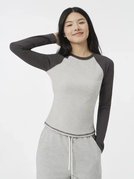 Áo Thun Dài Tay Nữ Tay Raglan Phối Màu Form Simfit Giữ Ấm Tôn Dáng