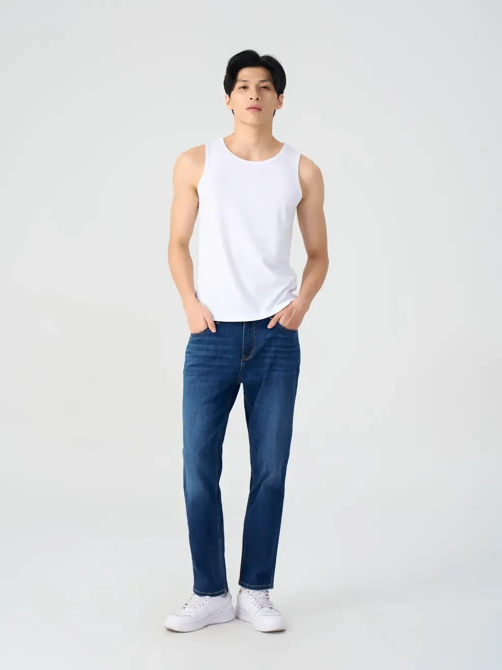 Ba Lỗ Nam Rib Cổ Tròn - Trắng - M