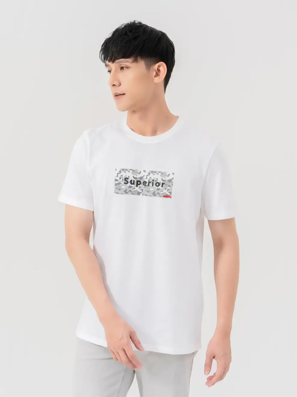T-shirt Nam In Superior Cotton Usa - Trắng 1 - M