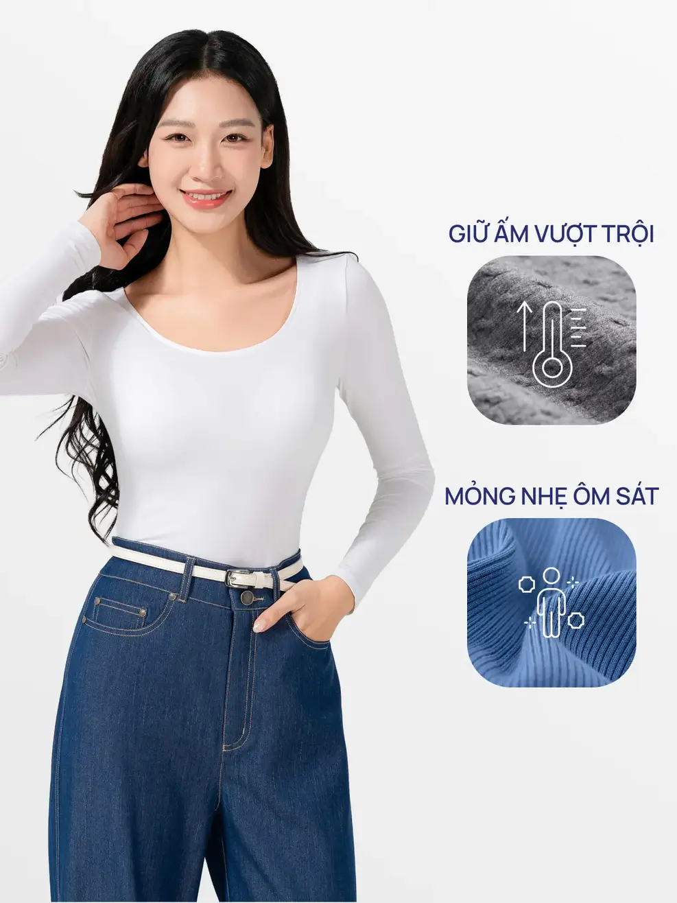 Áo Thu Đông Nữ Cổ Rộng - Trắng - S