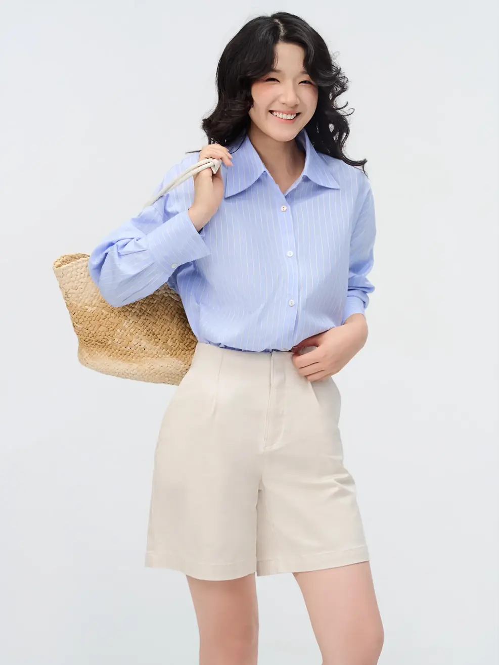 Quần Shorts Nữ Bermuda Soft Cạp Phối Chun - Xám 003 - 26