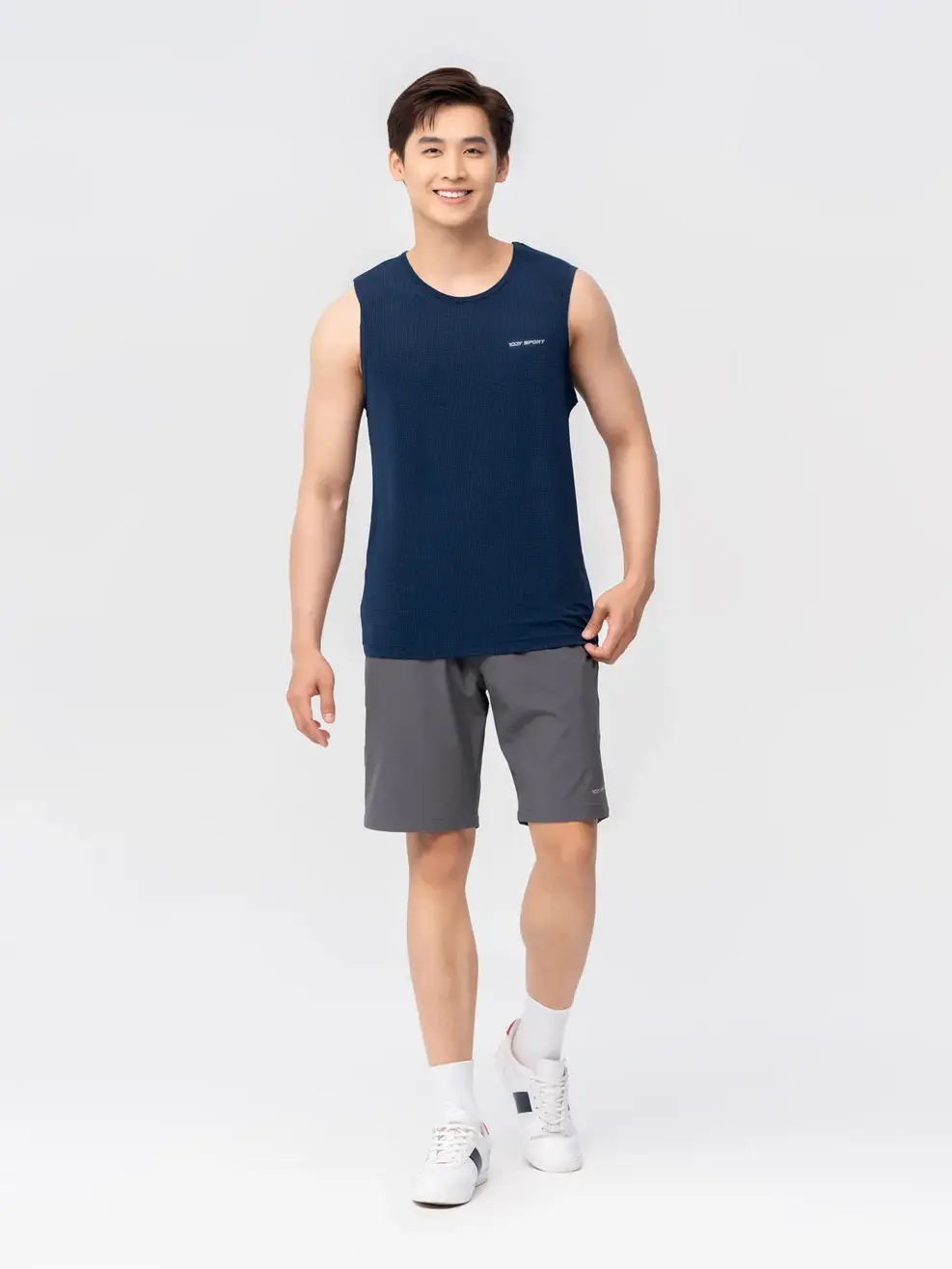 T-shirt Thể Thao Nam In 2 Kẻ Lưng - Xanh tím than - M