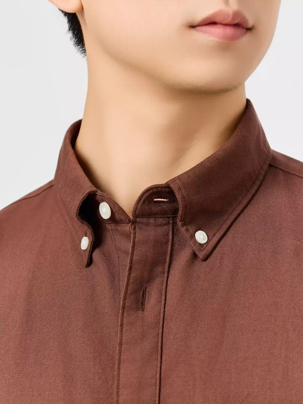 Áo Sơ-mi nam oxford dài tay phối túi - Màu nâu 002 - M
