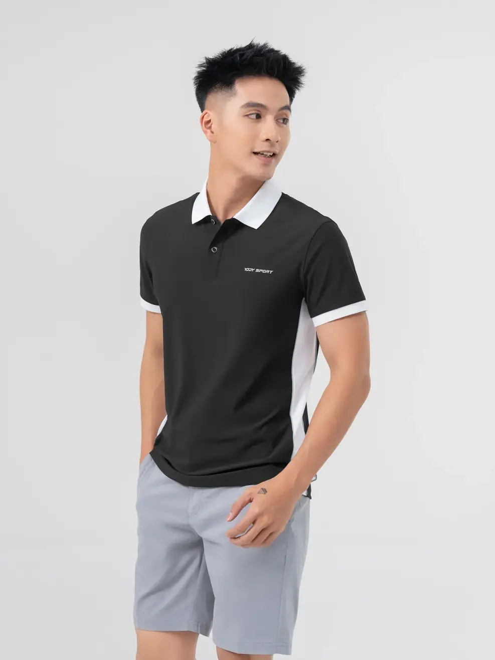 Áo Polo Thể Thao Nam Airycool Lé Sườn Phối Màu ( SAM7043 ) - Đen 001 - M