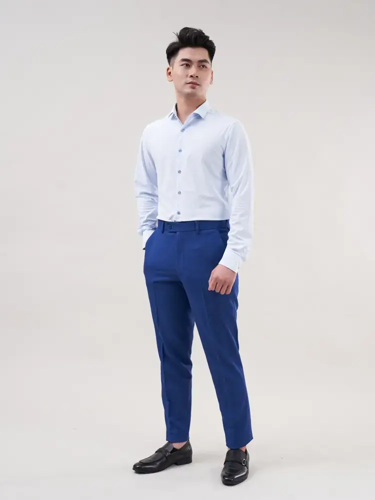 Sơ mi Knit nhật kẻ dài tay - Kẻ xanh to - M