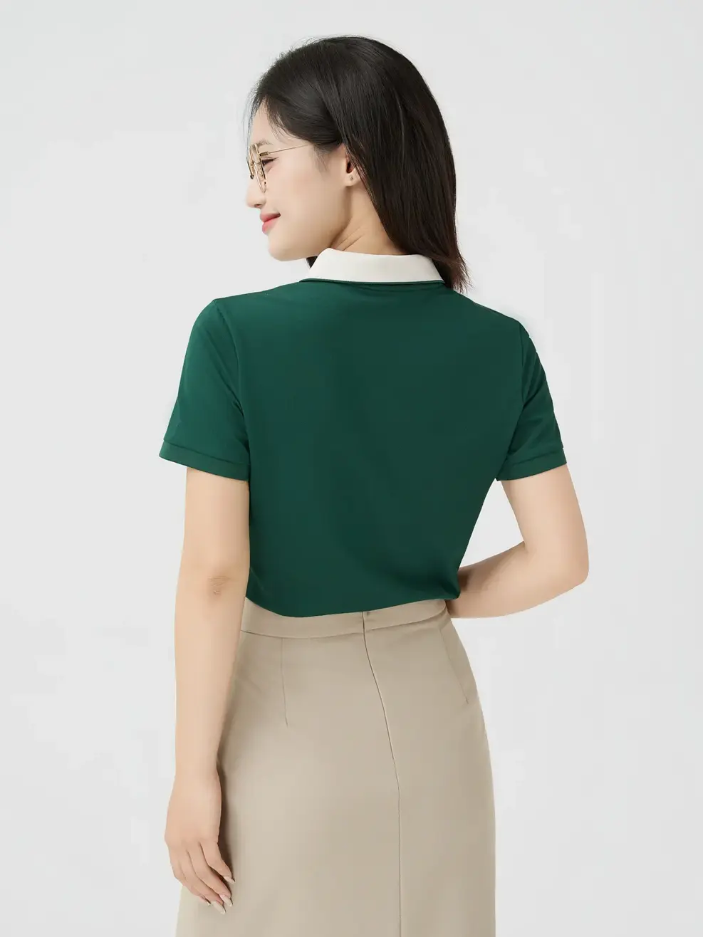 Áo Polo Nữ Ngắn Tay Cổ Phối Bo - Xanh Lá 068 - S