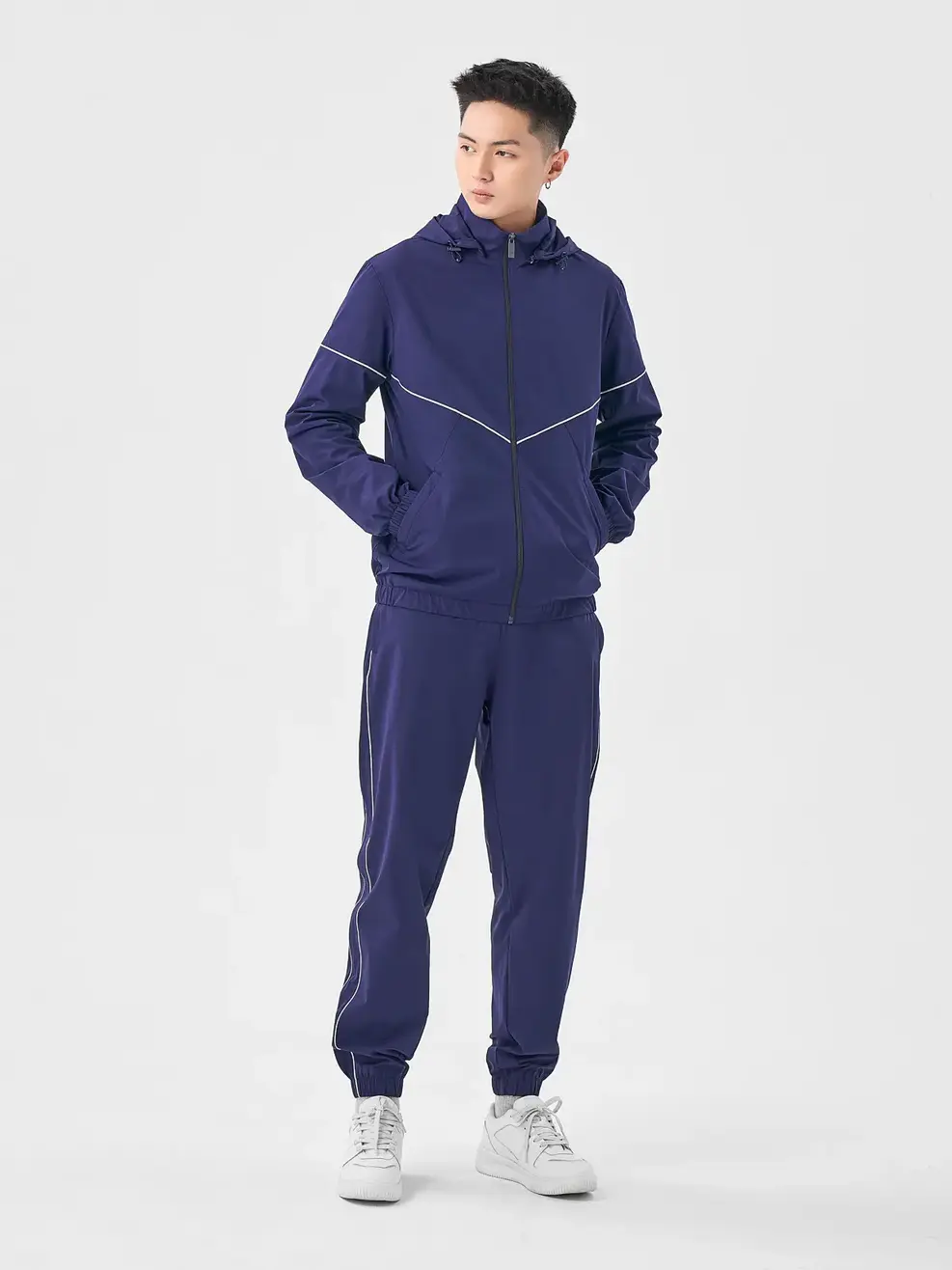 Bộ Đồ Thể Thao Nam Gió Phối Sọc - Navy 1 - M