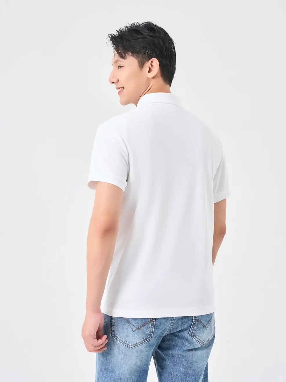 Áo Polo Nam Cafe Tổ Ong Nẹp Cúc Cúc Bấm - Trắng - 3XL